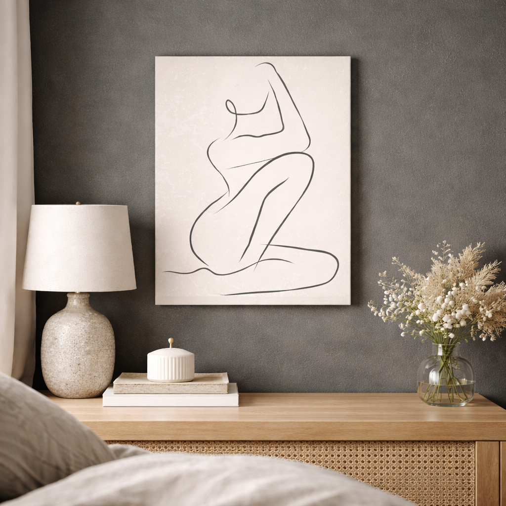Solene - Minimalist Nude Line Art Canvas