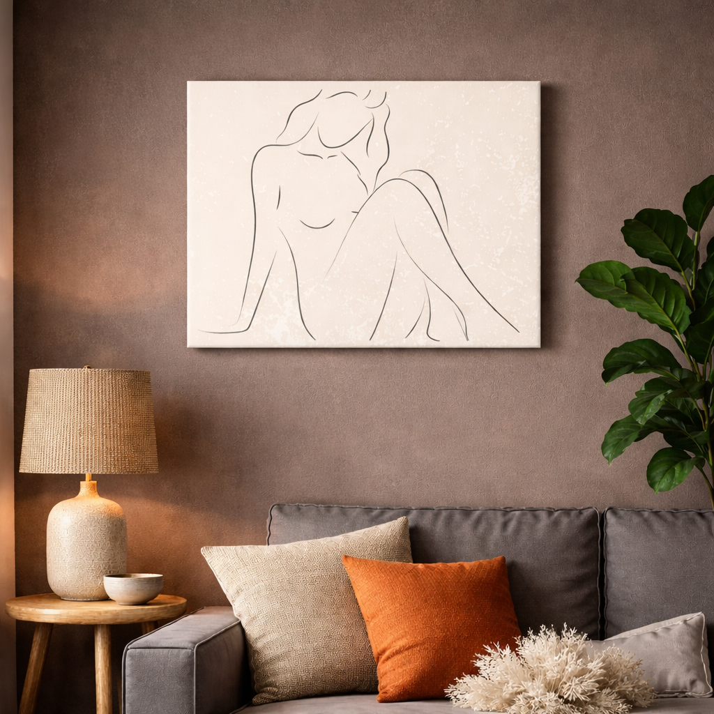 Serene - Modern Nude Line Art Canvas